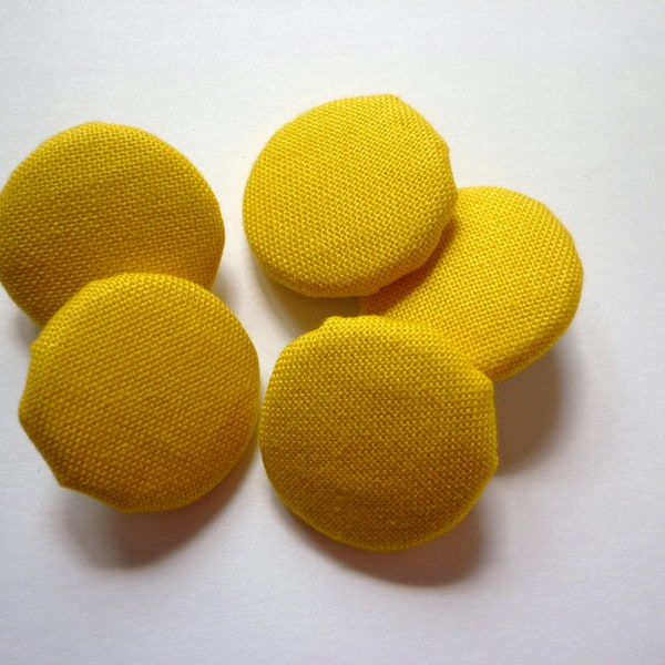5 Stoffknöpfe  20mm gelb unifarbend Stoff Knopf annähen
