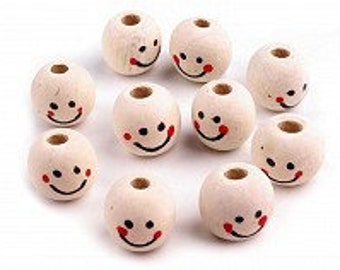 10 wooden balls 18 mm face natural drilled balls pearl wood craft threading