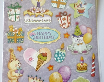 Sticker Aufkleber Papiersticker Geburtstag Karten basteln Scrapbooking bunt feiern Kindergeburtstag Kinder