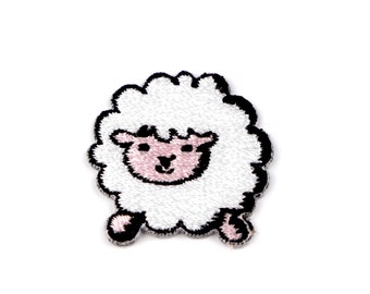 Iron-on patch 28 mm sheep white application