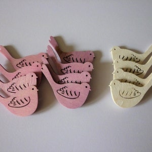 12 bird wood 20 x 30 mm craft autumn decoration autumn