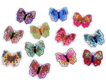 12 patches patch butterfly sequins 45 x 40 mm application butterflies colorful