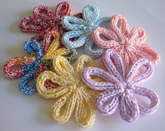 Strickblüten  7cm  Blüten Blumen stricken Applikation