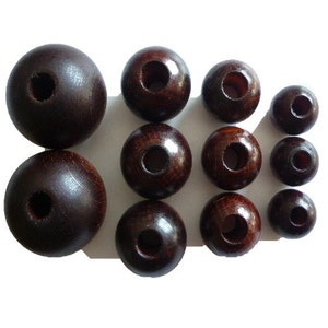 10/5 macrame beads 20 mm 25 mm 30 mm 40 mm brown drilled through wooden bead wood bead crafting thread