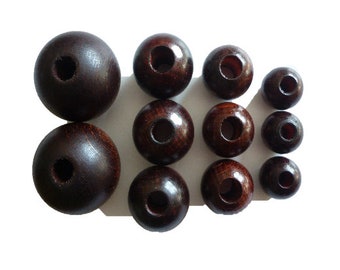 10/5 macrame beads 20 mm 25 mm 30 mm 40 mm brown drilled through wooden bead wood bead crafting thread