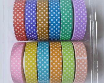 12 Rolls Papertape 10mmx6m Paper Adhesive Strips Make Dotted Colorful