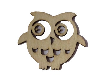 10 owls wood 45 x 35 mm bird craft form owl owl-shaped poplar wood
