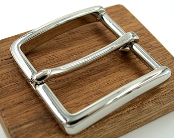 40 mm square belt buckle // solid nickel-plated brass // for 38 + 40 mm belts, bag straps, leather belts / for leisure + business
