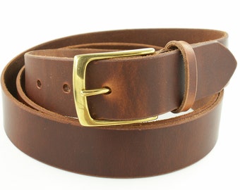 Ceinture en cuir de près de 40 mm de large en cuir de noyau avec boucle en laiton / 3,5 mm d’épaisseur + 38 mm de large / cuir allemand tanné végétal / jusqu’à XXL