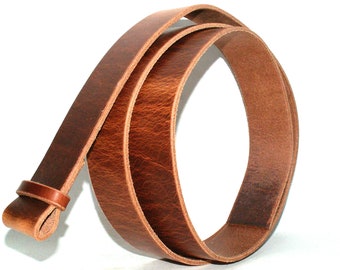 Ceinture en cuir sans boucle jusqu'à XXXXL // cuir de harnais au tannage végétal de couleur naturelle jusqu'à 40 mm de large / 3,5 mm d'épaisseur