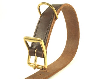 3 cm wide, sturdy dog collar made from core leather // solid brass fittings // 4.5 mm thick, vegetable-tanned leather from Germany