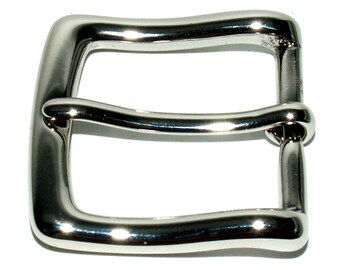30 mm belt buckle made of solid, nickel-plated brass // High-quality, silver-colored brass buckle for belts, straps, dog collars