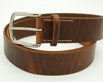 40 mm leather belt 3.5 mm thick butt leather // elegant, nickel-plated brass buckle // from XS to XXXXL feasible // vegetable tanned leather