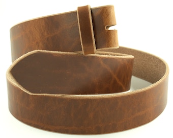 20 to 40 mm wide leather belt without buckle // can be made from XS to XXXL // vegetable-tanned 4 mm harness leather // with 2 screw rivets