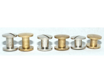2 screw rivets in 5, 6 or 7 mm filling height Top quality in solid brass and nickel-plated brass // Chicago screws // Book screws