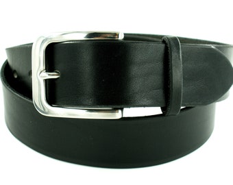 Ceinture en cuir souple de 40 mm avec boucle de ceinture nue en acier inoxydable de XS - XXXL possible // cuir tanné végétal // couture à la main durable