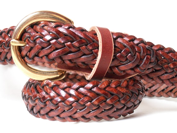INC Women/'s Skinny 2 For 1 Brown Skinny Belts Solid Braided Cognac SIZE M New
