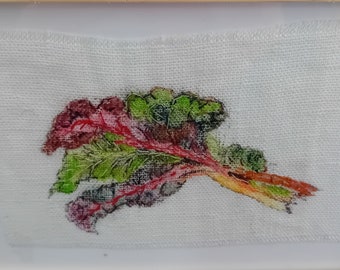 Freehandsewn Wall Art Chard on Linen Unframed