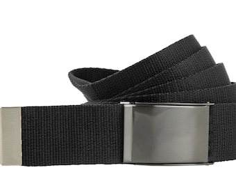 Belt strap belt matt black buckle unisex 100cm to 160cm