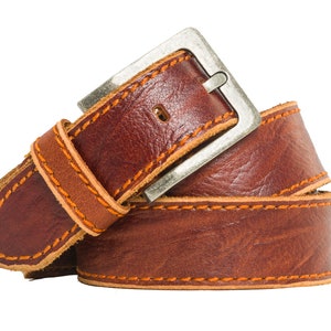 Cowhide Belt 100% Full Beef Leather Buckle image 4