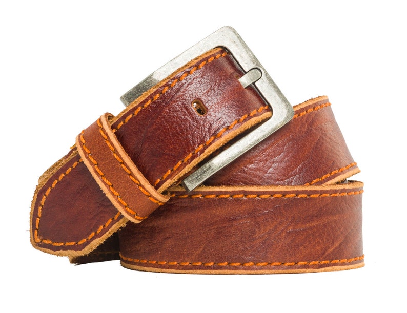 Cowhide Belt 100% Full Beef Leather Buckle image 4