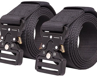Set of 2 Tactical Belt black 4cm Belt 120cm to 180cm Length Shenky army military
