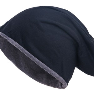 Beanies Hats Sommerbeanie Chemo Hat Long Slouch Schwarz-Grau