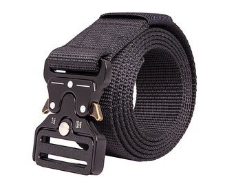 Tactical Belt, 4cm Army Heavy Duty Cobra Belt, 120cm to 180cm Length, Men's Belt, Men's Belt, Black Belt