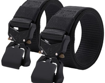 Set of 2 black Military Belt 4cm Outdoor High Quality Belt 80cm to 200cm Brand Length Shenky Tactical Military Army