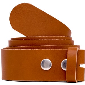 Interchangeable belt 4cm snap button belt without buckle Cognac