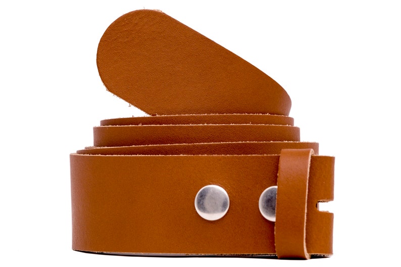 Interchangeable belt 4cm snap button belt without buckle Cognac