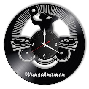 DJ Record Clock Vinyl Retro Wall Clock with Custom Name Individual, Gift, Living Room, Birthday, made in GERMANY