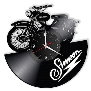 Simson Spatz DDR Schallplattenuhr, Vinyl, Retro, Wanduhr Individuell, Geschenk, Wohnzimmer, Geburtstag, Made in GERMANY