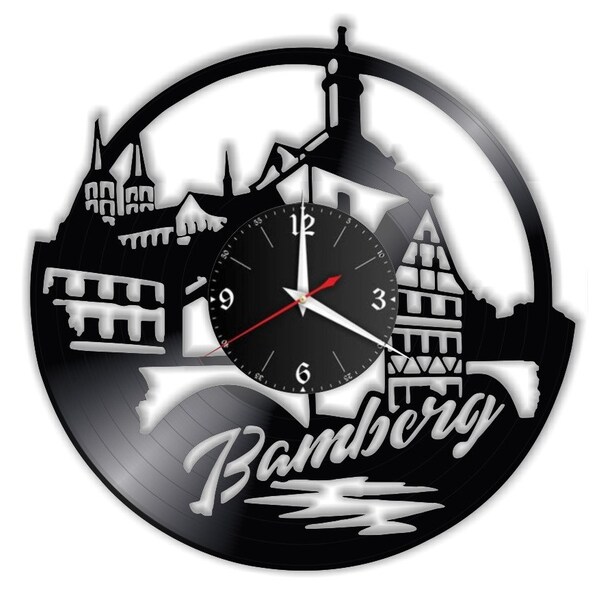 Bamberg Schallplattenuhr, Vinyl, Retro, WanduhrIndividuell, Geschenk, Wohnzimmer, Geburtstag, made in GERMANY