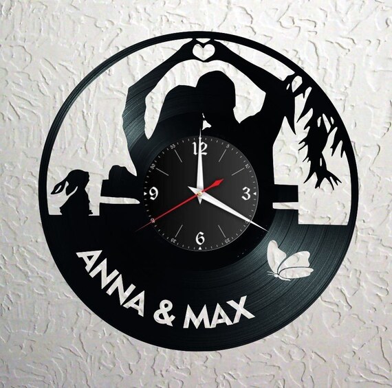 Horloge Murale Design Disque Vinyle - Moun And Blade - Autocollant Noir Mat - Déco Maison