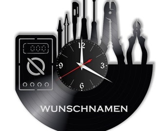 Horloge de disque d'électricien, vinyle, rétro, horloge murale individuelle, cadeau, salon, anniversaire, made in GERMANY