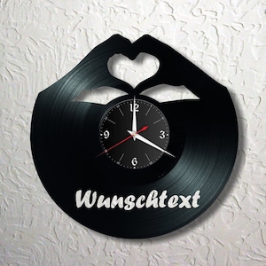 Orologio da polso con mano amorevole Orologio da parete retrò in vinile con nome personalizzato, regalo, soggiorno, compleanno, prodotto in GERMANIA