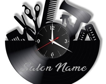 Friseur, Schallplattenuhr, Vinyl, Retro, Wanduhr mit WunschnamenIndividuell, Geschenk, Wohnzimmer, Geburtstag, made in GERMANY