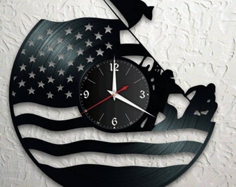 USA ARMY Record Clock Vinyl Retro Wall ClockIndividuel, Cadeau, Salon, Anniversaire, fabriqué en Allemagne