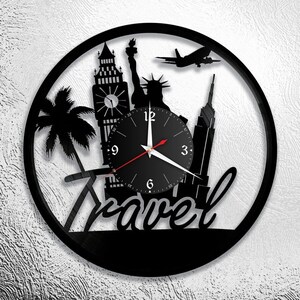 Made in Franconia - Horloge de voyage en vinyle rétro - Horloge murale individuelle, cadeau, salon, anniversaire, fabriquée en Allemagne