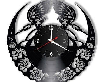 Horloge murale en vinyle rétro avec disque de tatouage, cadeau, salon, anniversaire, fabriquée en Allemagne