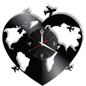 Horloge murale rétro en vinyle avec disque de voyage, cadeau, salon, anniversaire, fabriquée en Allemagne