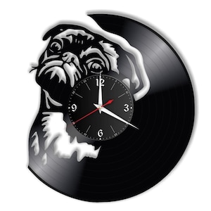 Pug record clock, vinyl, retro, wall clock, individual, gift, living room, birthday, made in GERMANY