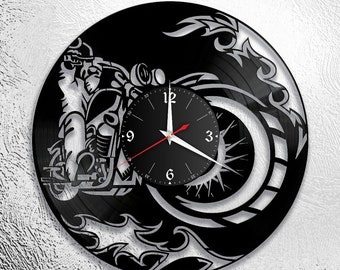 Biker Schallplattenuhr Vinyl Retro WanduhrIndividuell, Geschenk, Wohnzimmer, Geburtstag, made in GERMANY