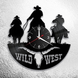 Wild West Record Clock Vinyl Retro Wall ClockIndividual, Gift, Living Room, Birthday, made in GERMANY