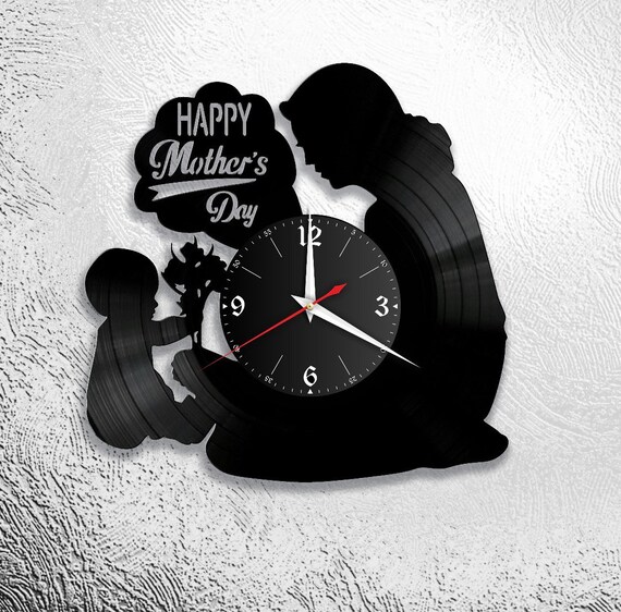 Festa della mamma, orologio da disco, vinile, retrò, orologio da