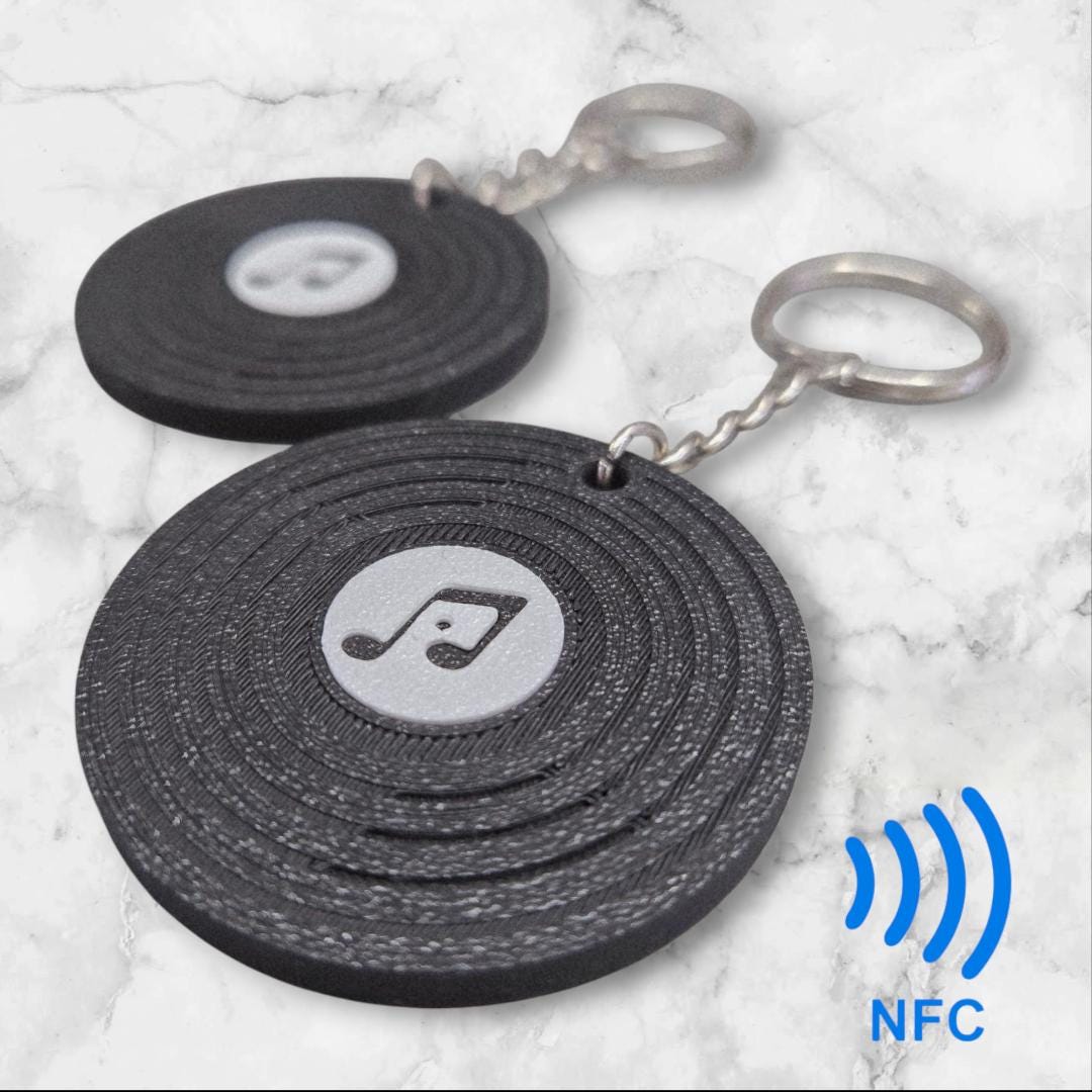 NFCチップ付きレコード型キーホルダー - 音楽愛好家、ビニール