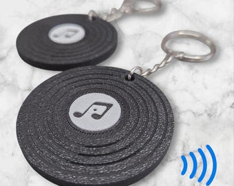 Record-style keychain with NFC chip - for music lovers, vinyl, vinyl records