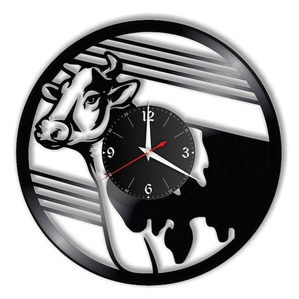 Horloge murale en vinyle rétro avec disque de vache, cadeau, salon, anniversaire, fabriqué en Allemagne