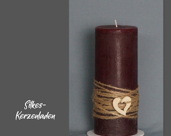 Rustic wedding candle - incl. inscription with names and date!